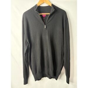 State Cashmere Mens 100% Premium Cashmere 1/4 Sweater Black XL NWT Quiet Luxury